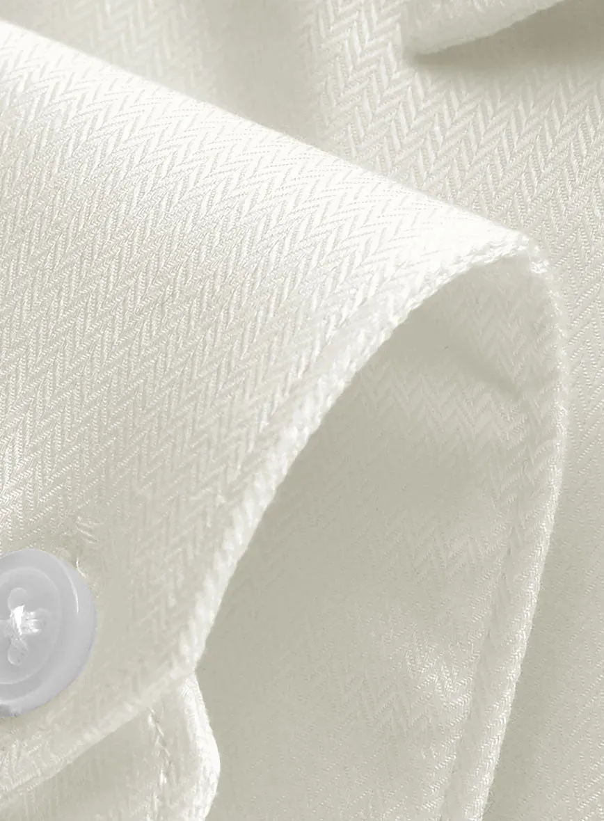 Ivory Herringbone Cotton Shirt