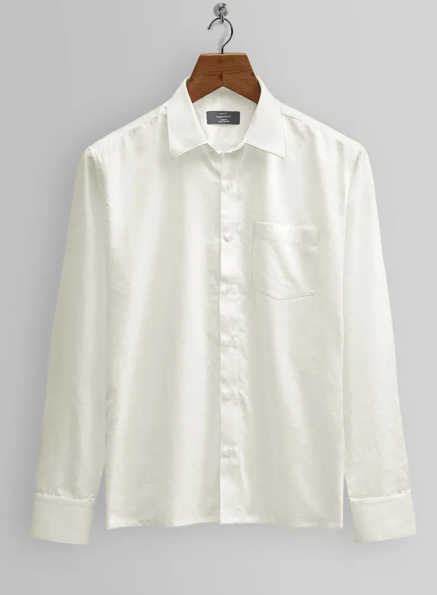 Ivory Herringbone Cotton Shirt