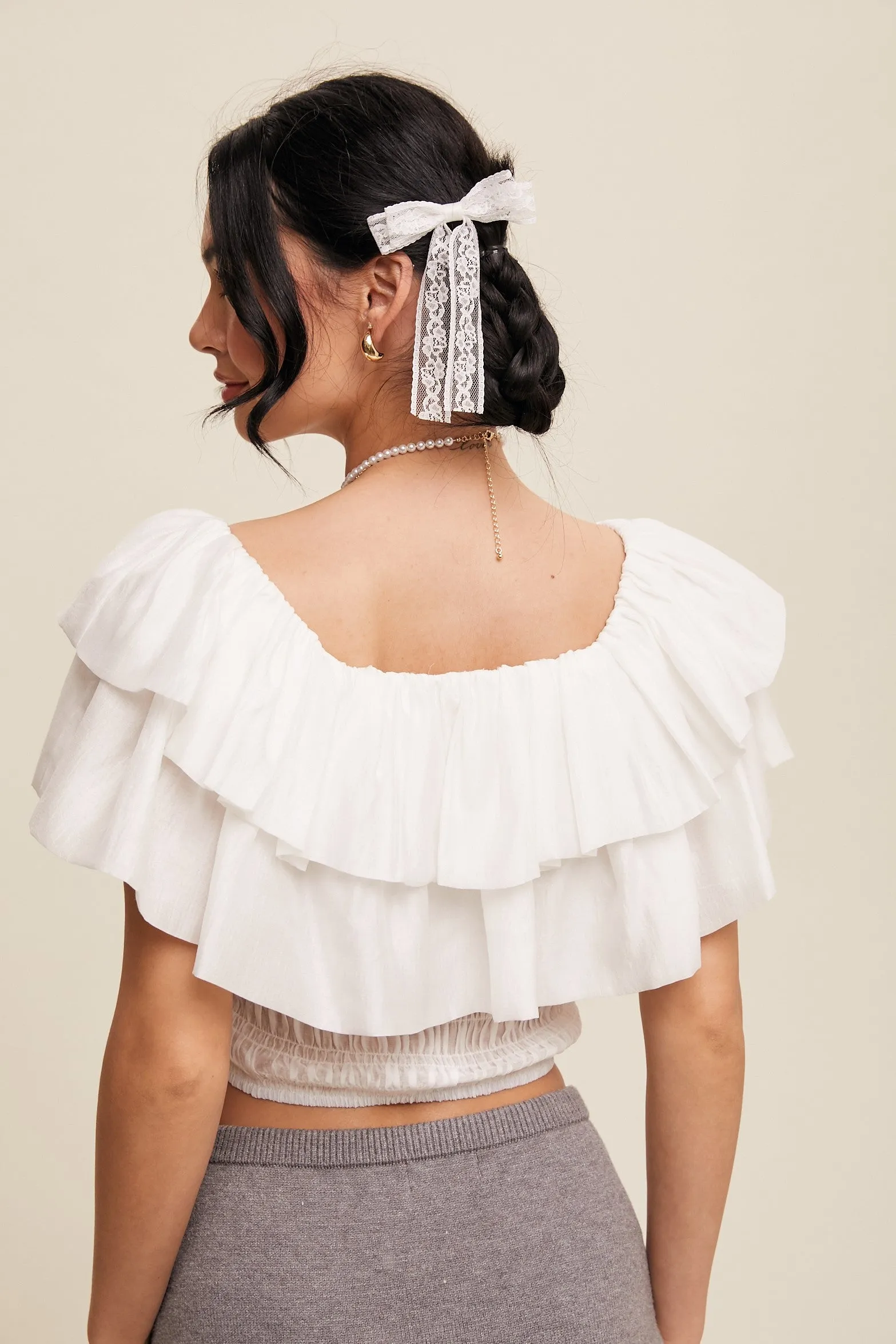 Ivory Whispers Ruffled Top