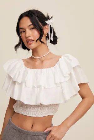 Ivory Whispers Ruffled Top