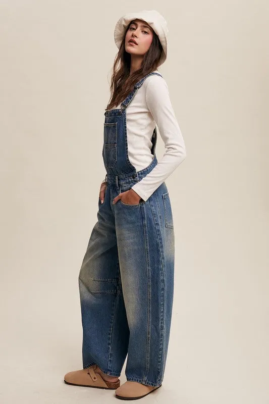 Jeremy Denim Barrel Overalls S-XL