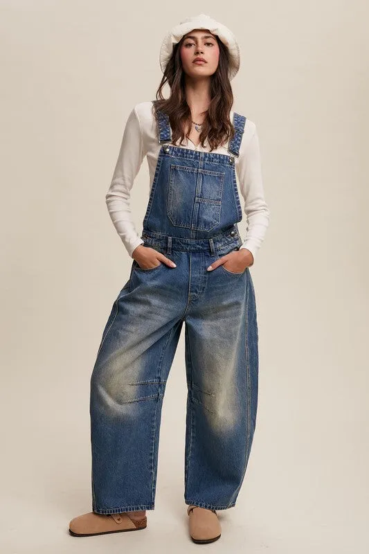 Jeremy Denim Barrel Overalls S-XL