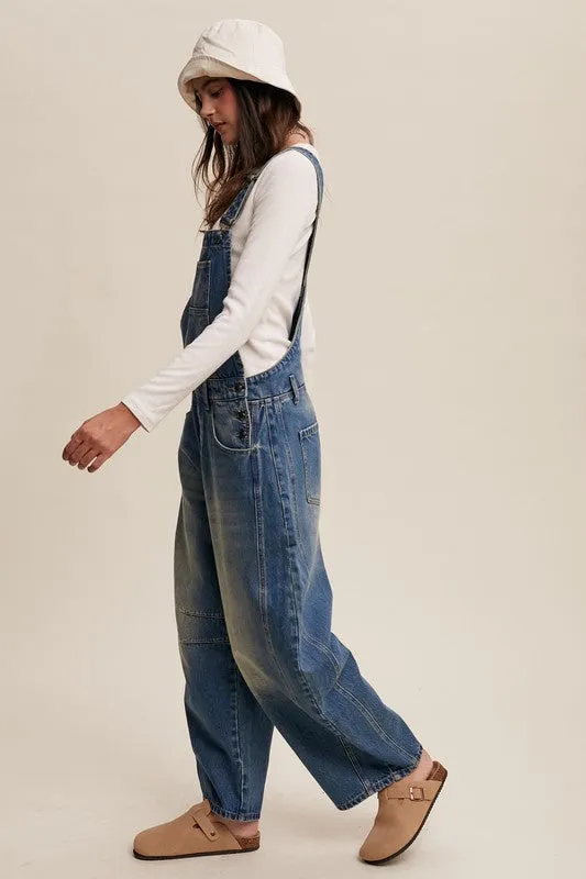 Jeremy Denim Barrel Overalls S-XL