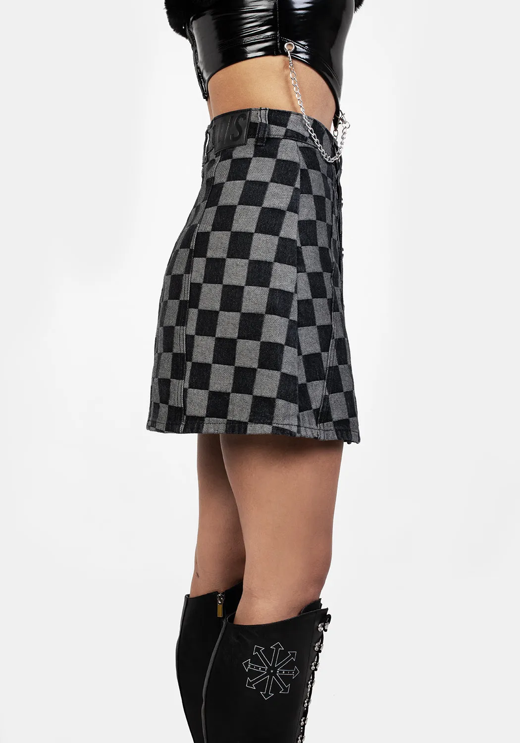 KERB A-LINE DENIM MINI SKIRT