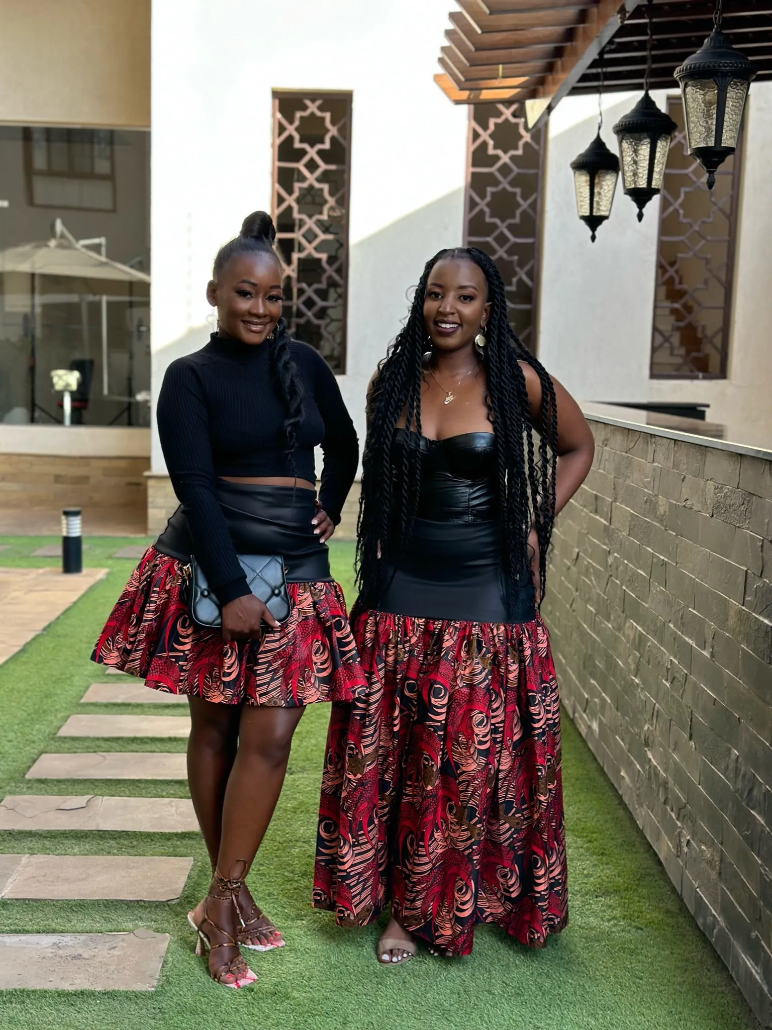 Lana Faux Leather and Ankara Mix Skirt (MINI)