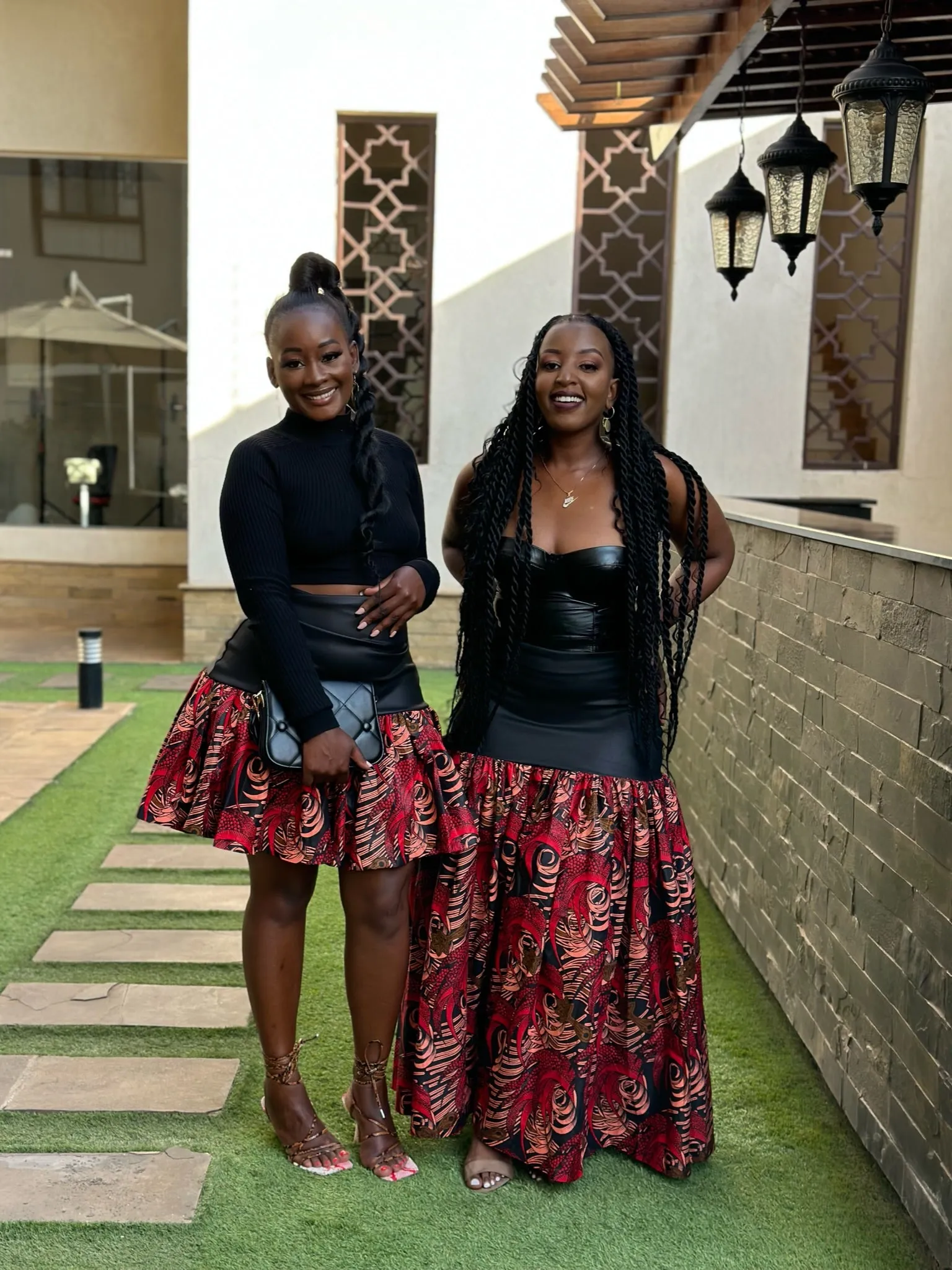 Lana Faux Leather and Ankara Mix Skirt (MINI)
