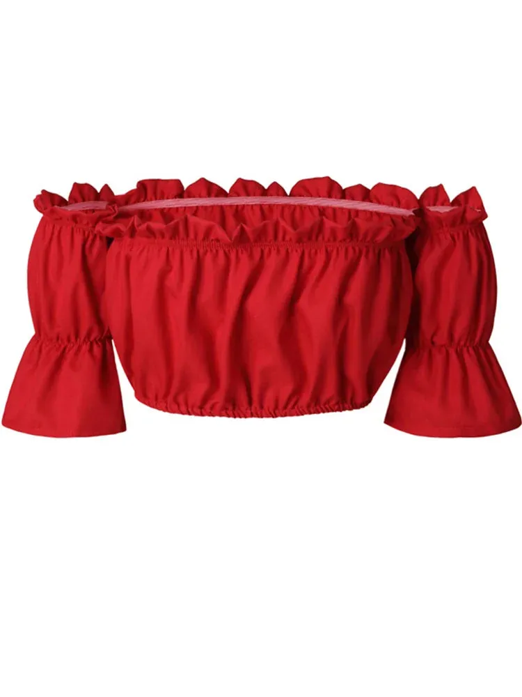 Lantern Sleeve Strapless Crop Top