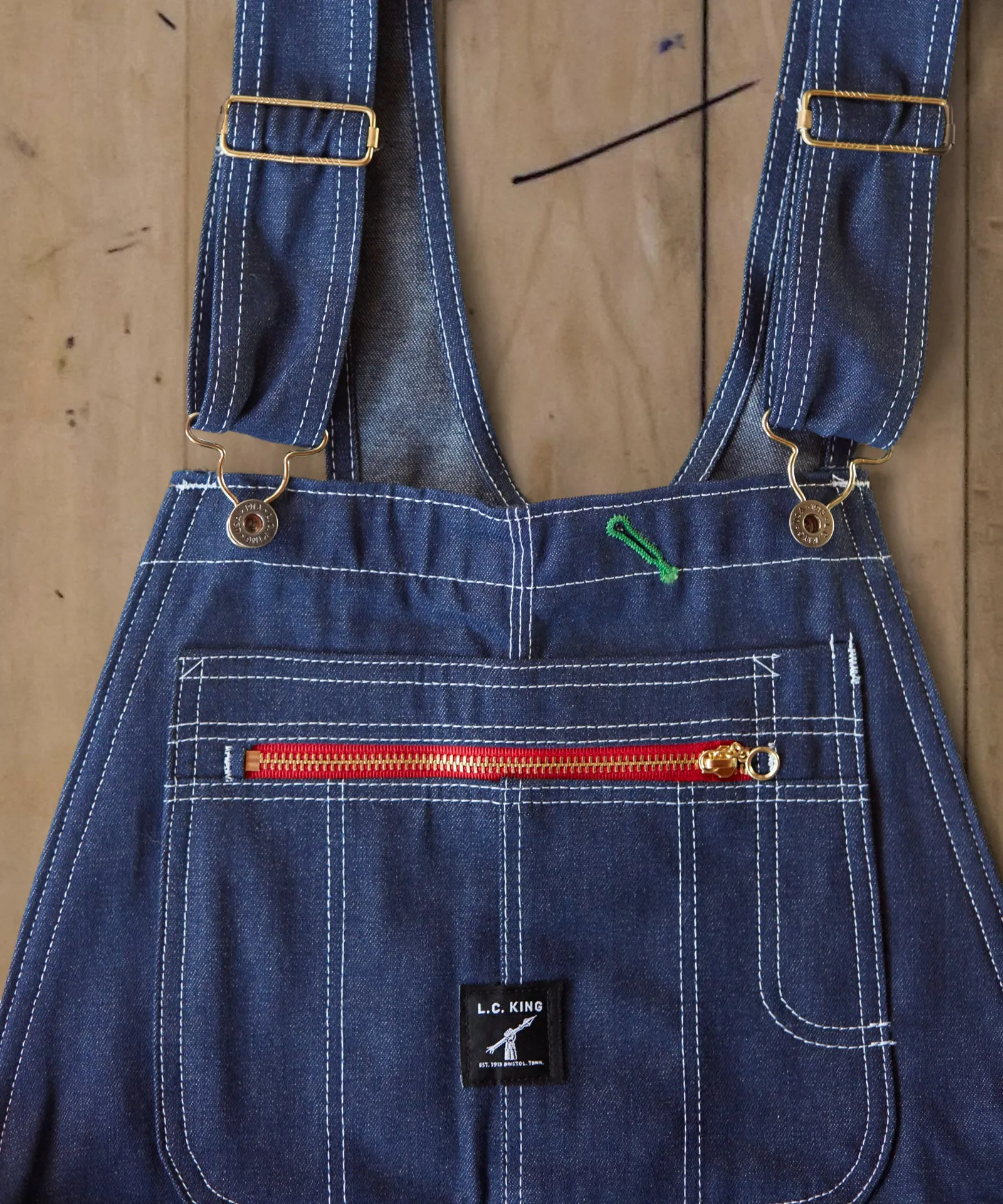 LC King Indigo Denim High Back Overalls - Unwashed