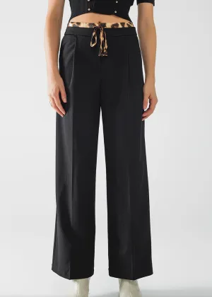 Leopard Waist Black Pants