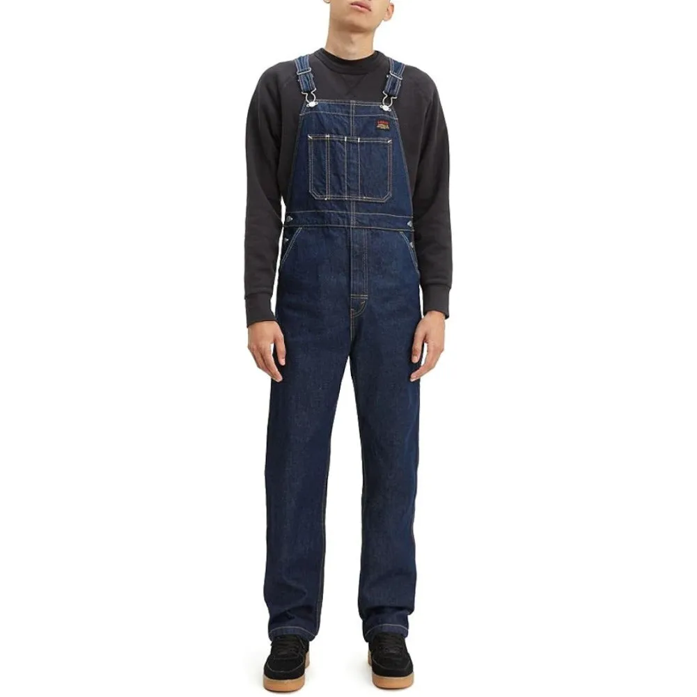 Levi's Men's Overalls Red Tab Logo Adjustable Straps Multi Pocket Denim Overalls
