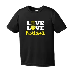 Live Love Pickleball | Youth Short Sleeve Pickleball Shirts | 100% Polyester