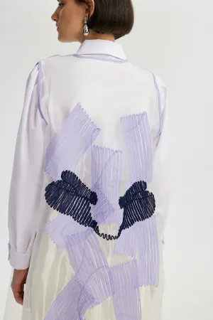 LONG ORGANZE VEST WITH EMBROIDERY DETAIL