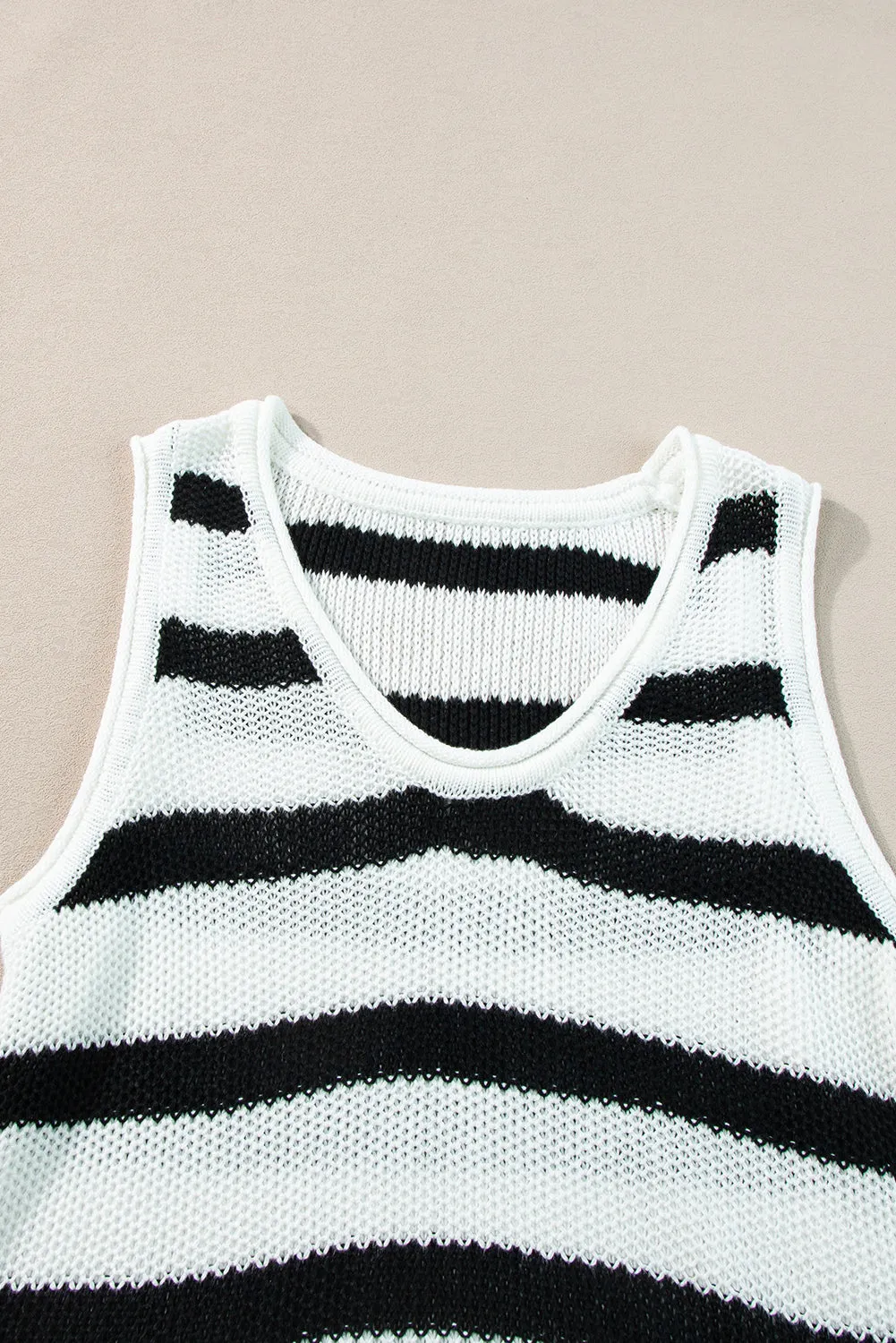 Loose Knit Fringe Tank Top