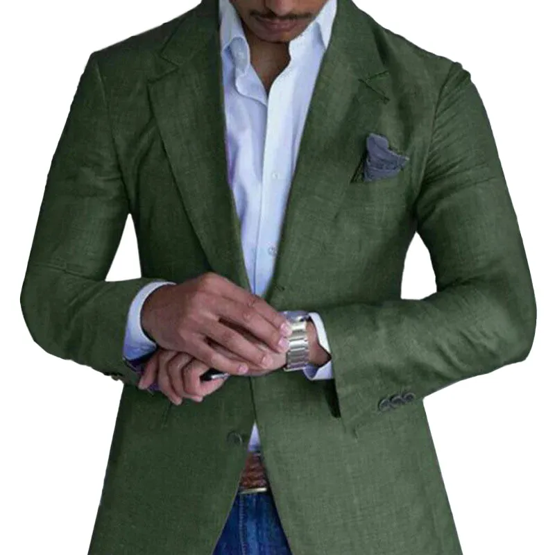 Men's Business Single Breasted Two Buttons Lapel Collar Blazer 250199997