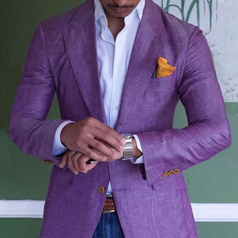 Men's Business Single Breasted Two Buttons Lapel Collar Blazer 250199997