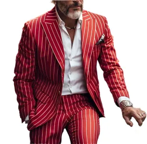 Men'S Business Striped Lapel Collar Long Sleeve Pocket Blazer 250199994