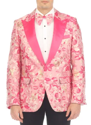 Men's Drake Fuchsia Peak Lapel Tuxedo 1 Button 2 Vent Slim Fit Blazer