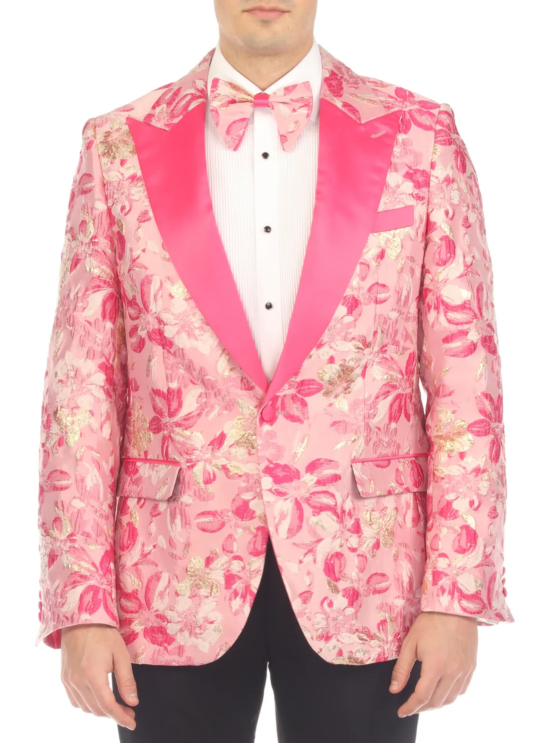 Men's Drake Fuchsia Peak Lapel Tuxedo 1 Button 2 Vent Slim Fit Blazer