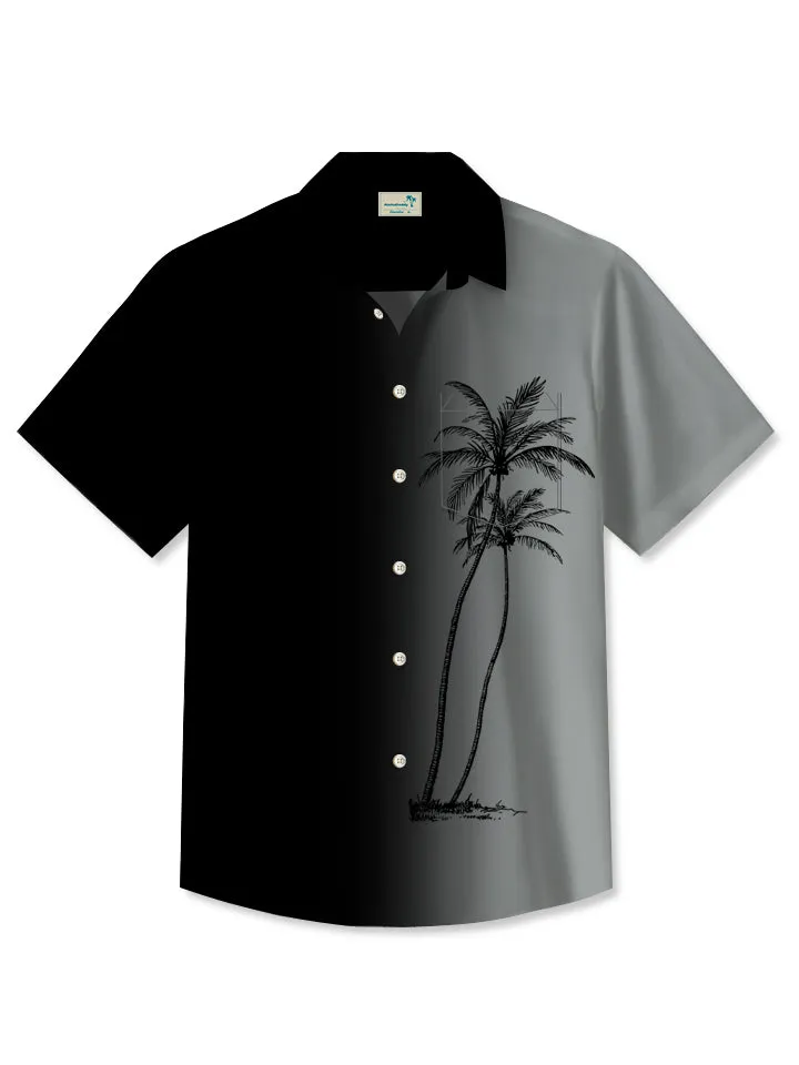 Men's Gradient Coconut Tree Print Casual Breathable Hawaiian Short Sleeve Shirt