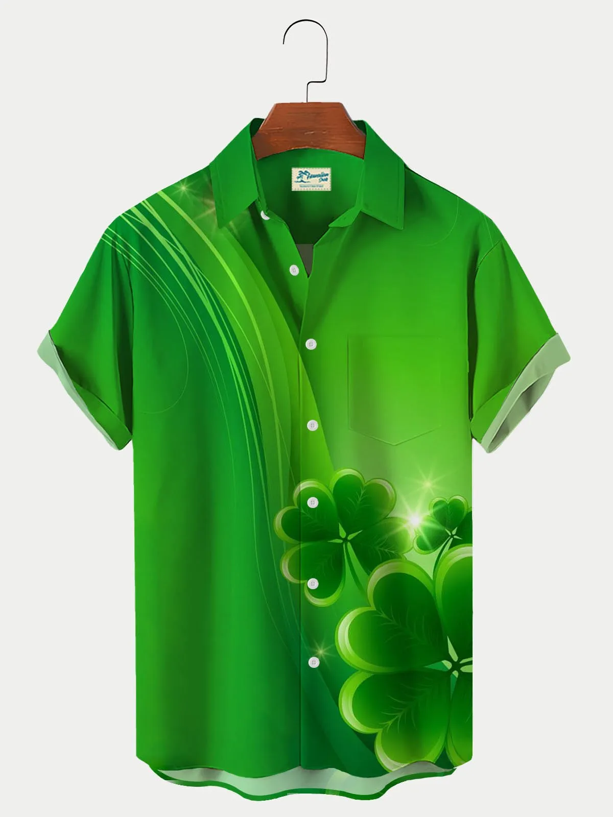 Men's Happy St. Patrick's Day Print Hawaiian Shirt Breathable Big and Tall Shirts
