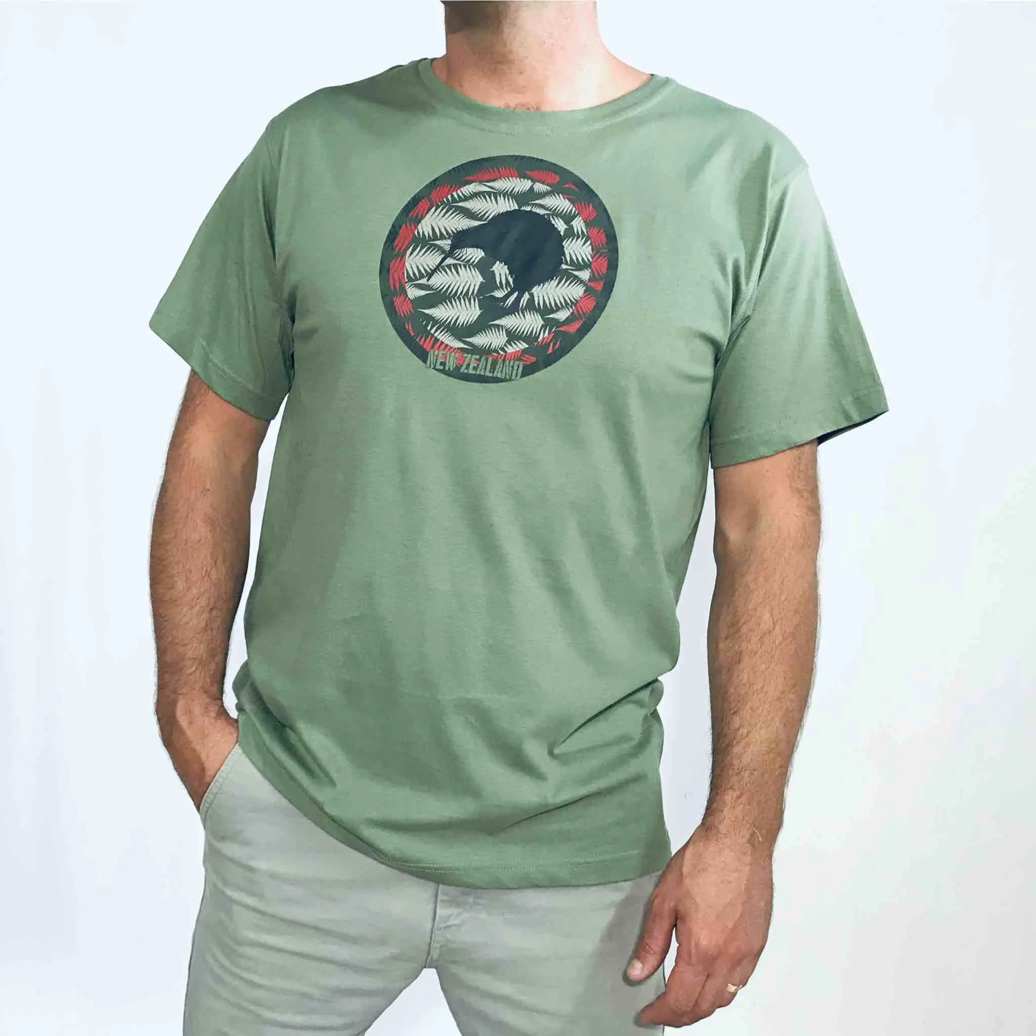 Mens New Zealand T Shirt - Kiwi Ferns