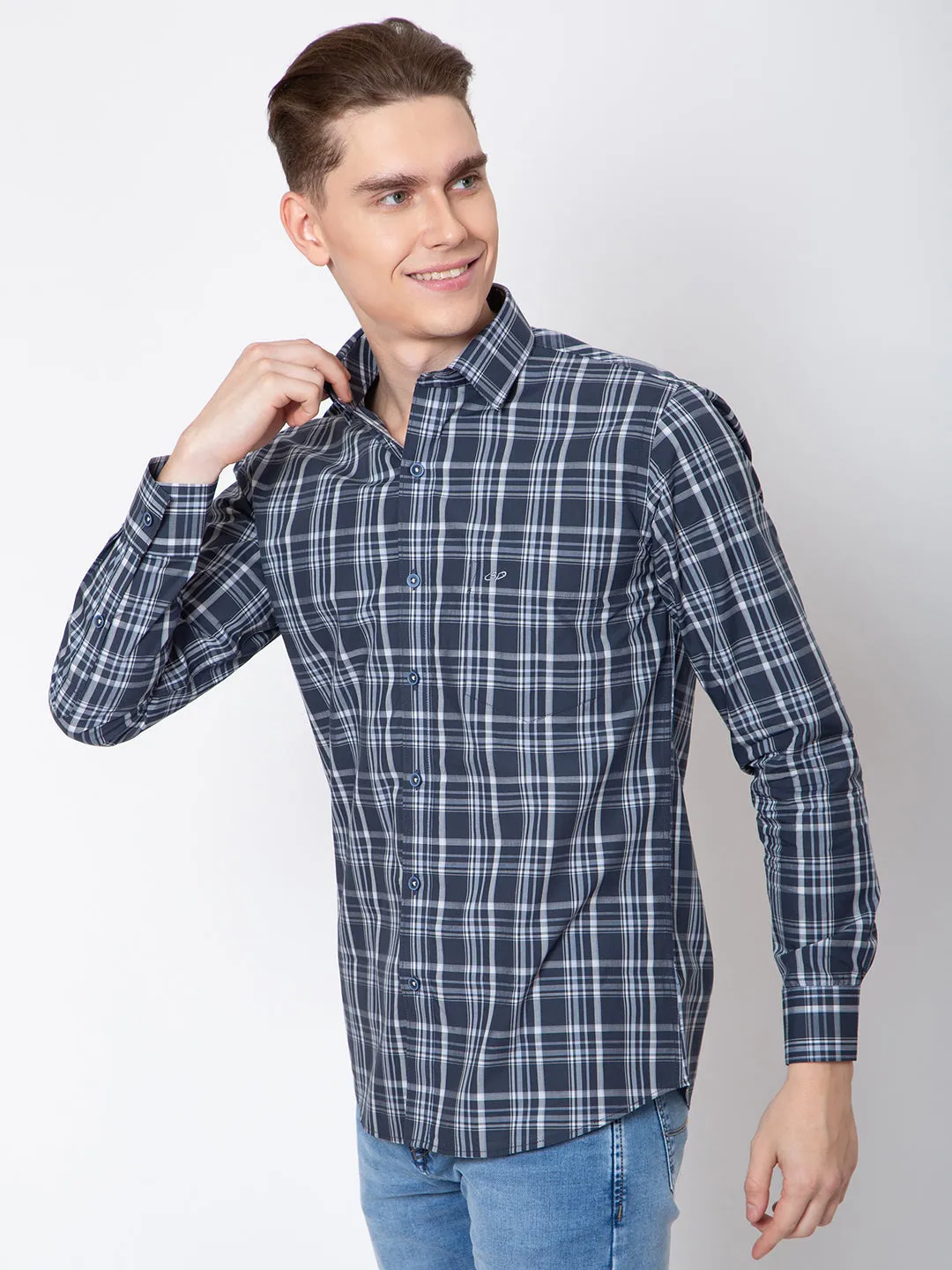 Mens Small Indigo Check Shirt