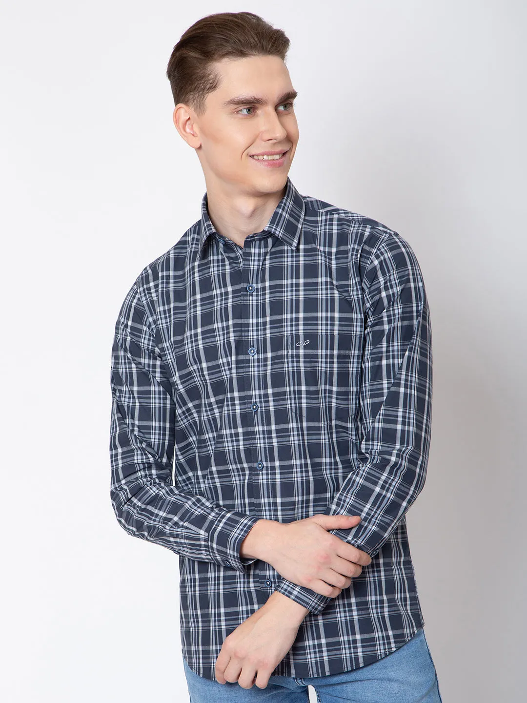 Mens Small Indigo Check Shirt