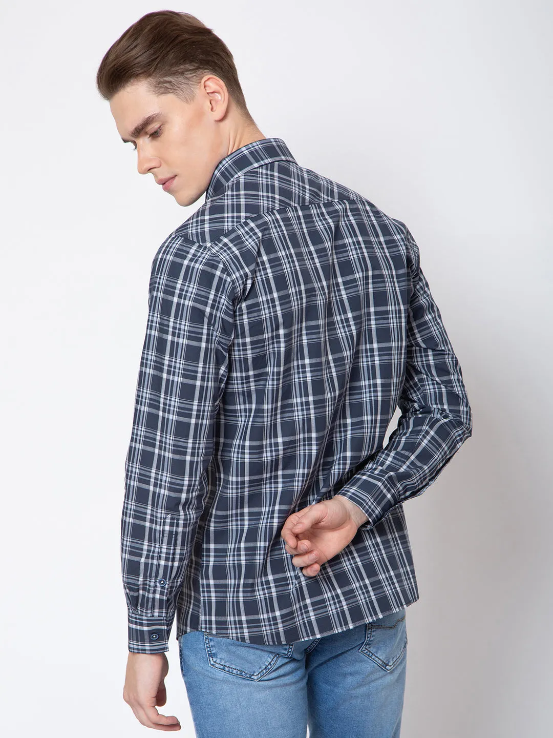 Mens Small Indigo Check Shirt