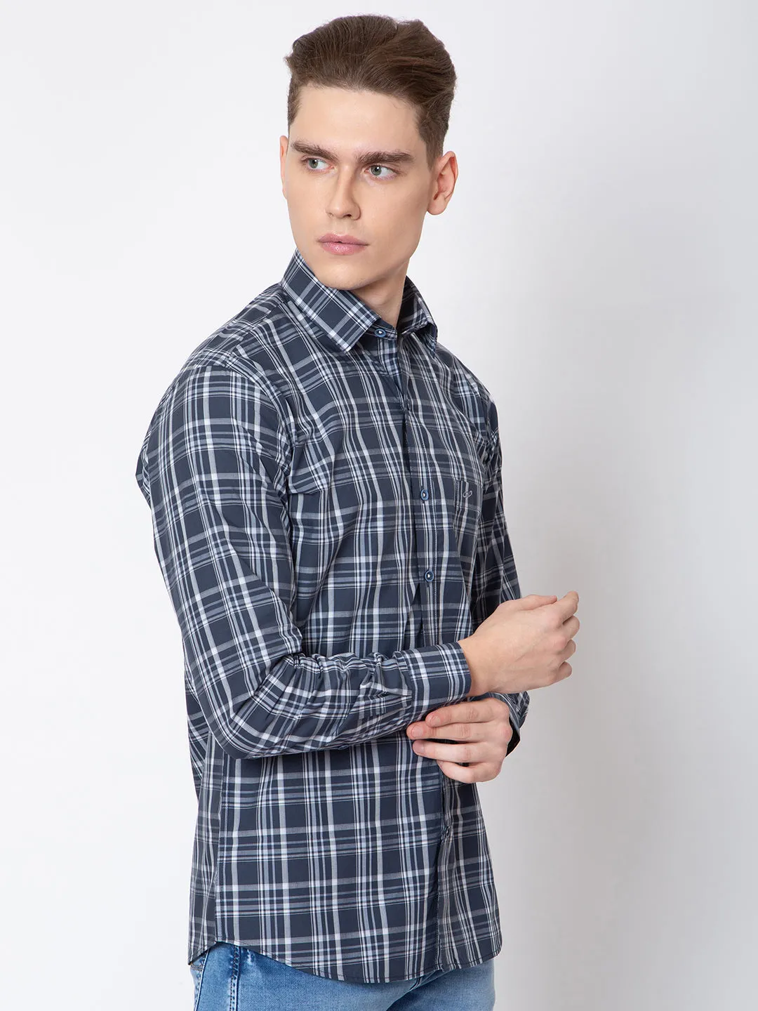 Mens Small Indigo Check Shirt