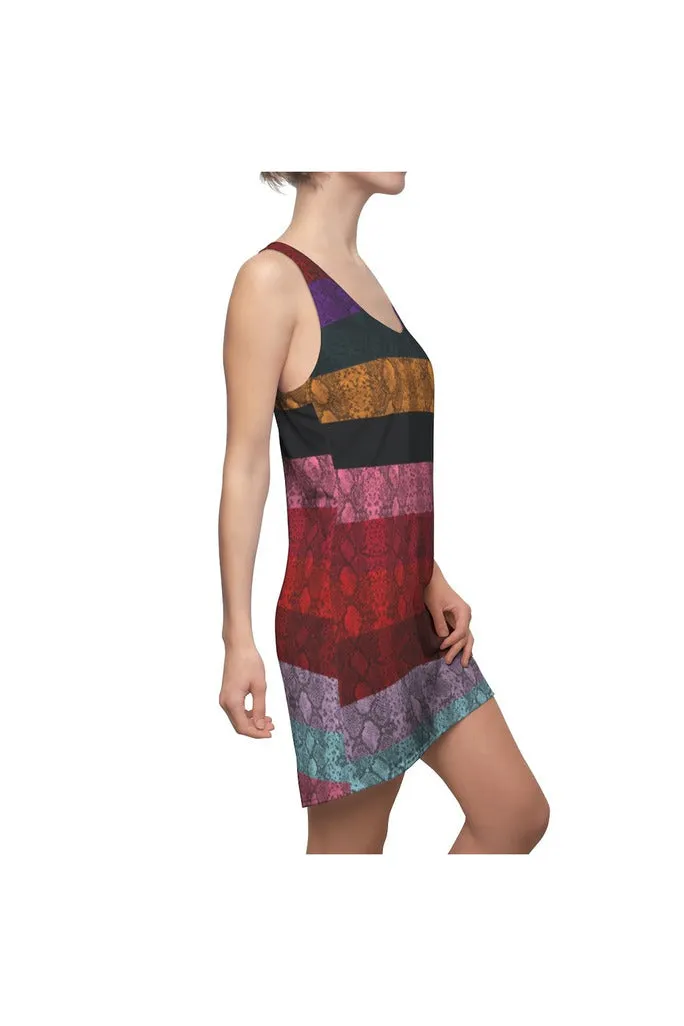 Multicolored Snakeskin Print Women's Racerback Dress