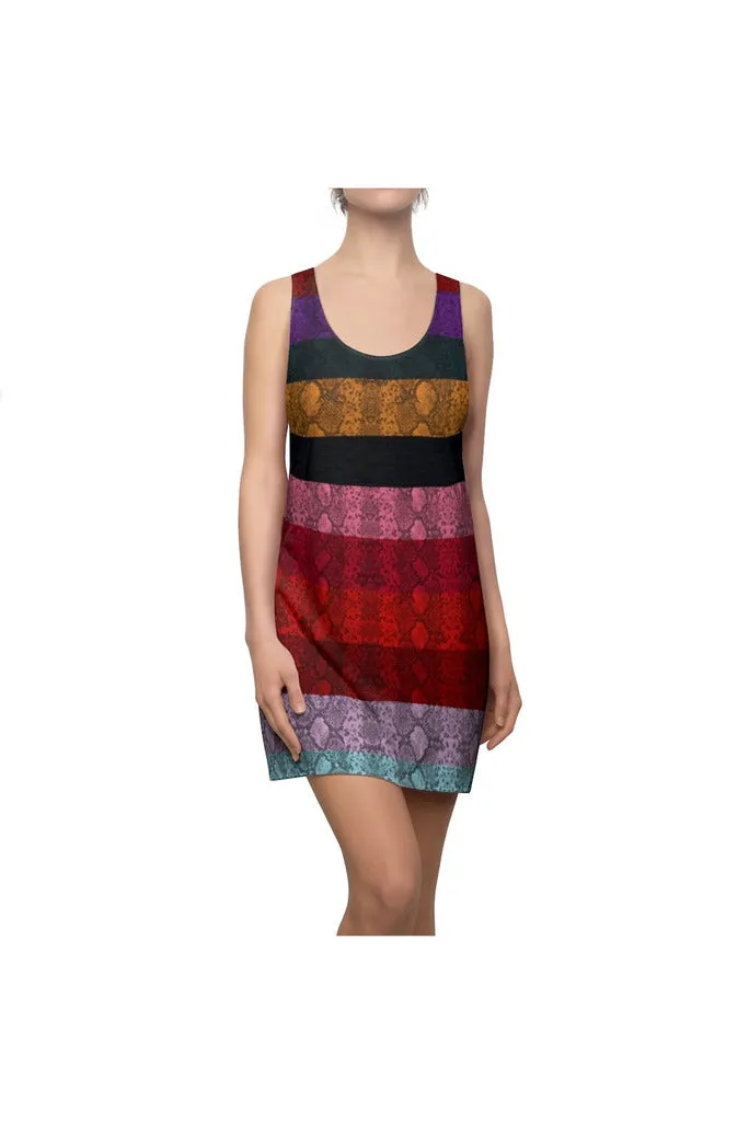 Multicolored Snakeskin Print Women's Racerback Dress