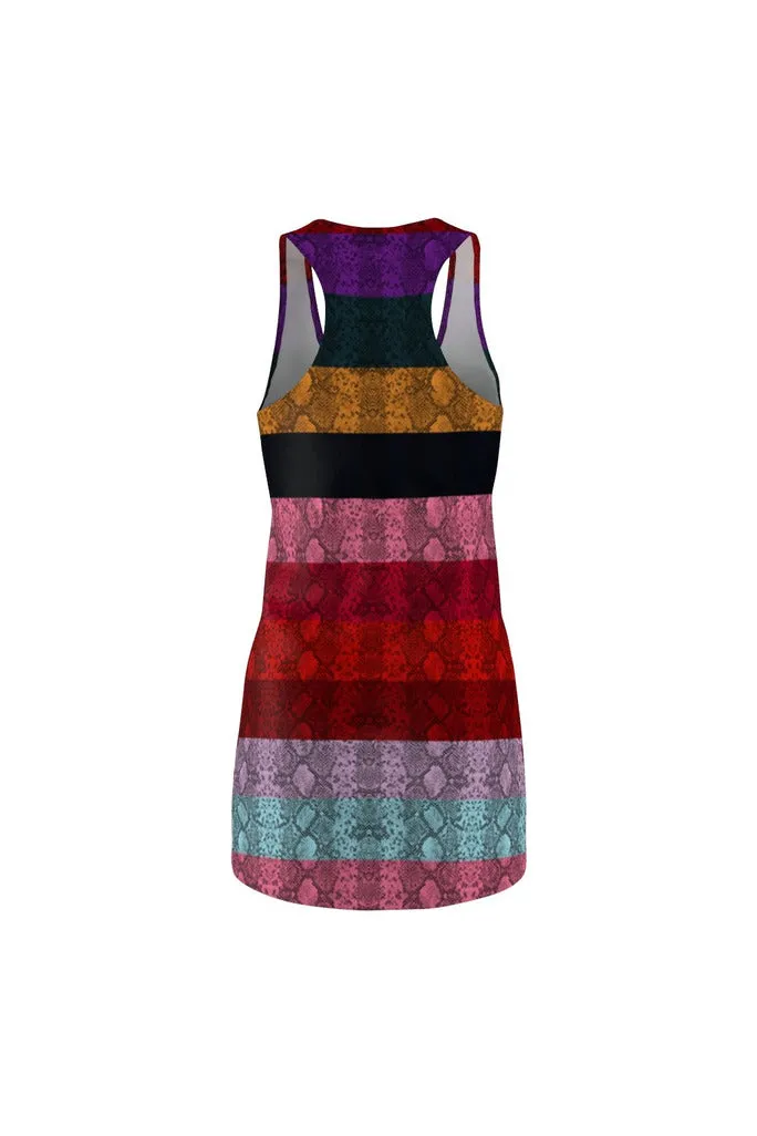 Multicolored Snakeskin Print Women's Racerback Dress