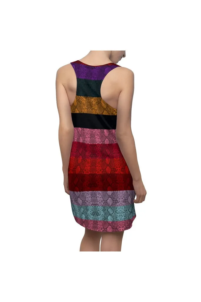 Multicolored Snakeskin Print Women's Racerback Dress