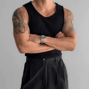 New Casual Stretch Slim Men’s Tank Tops - Solid Color Ribbed Vest