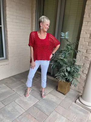 Open weave knit poncho top