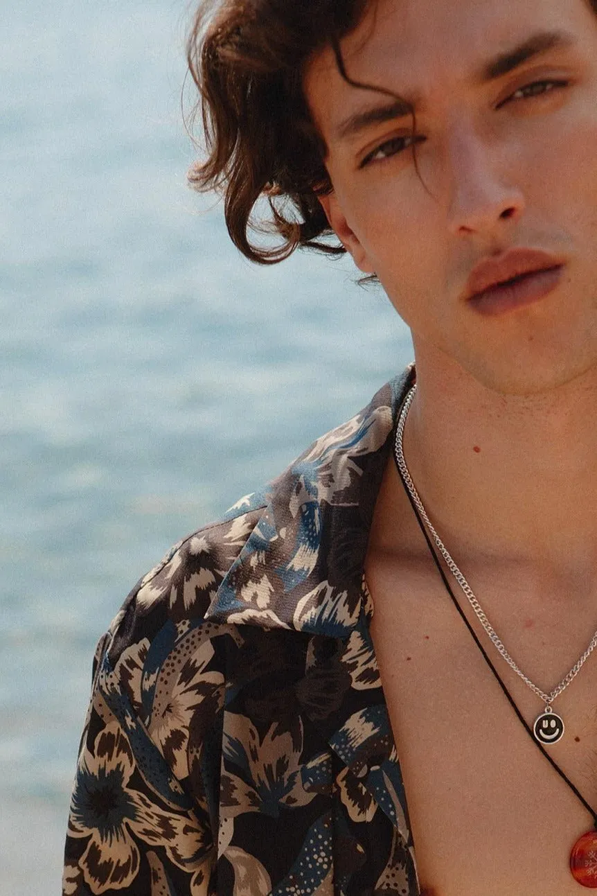 Organico Camp-Collar Shirt Blue
