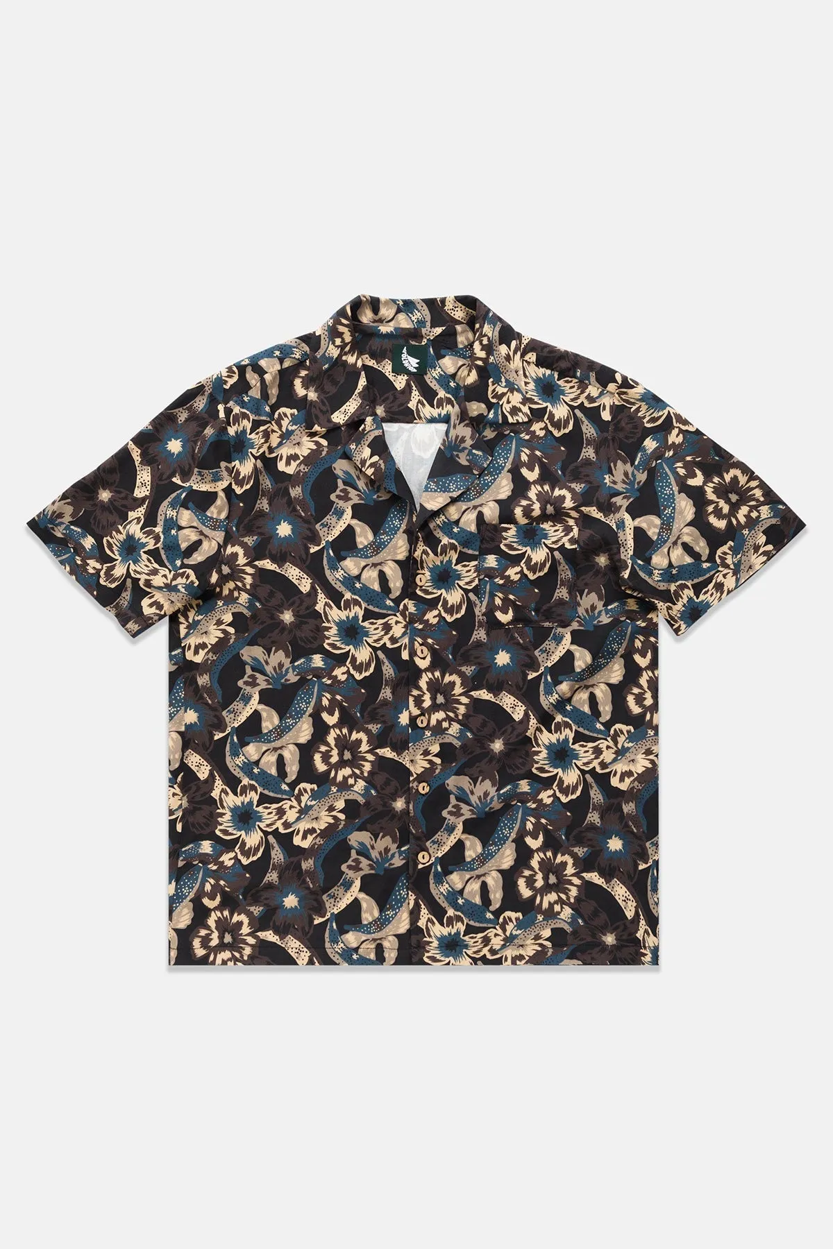 Organico Camp-Collar Shirt Blue