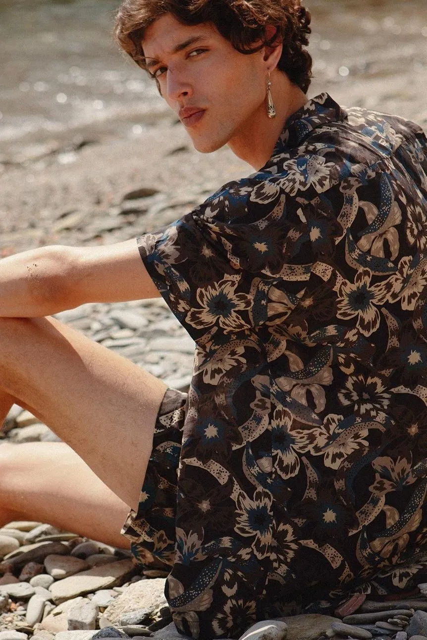 Organico Camp-Collar Shirt Blue