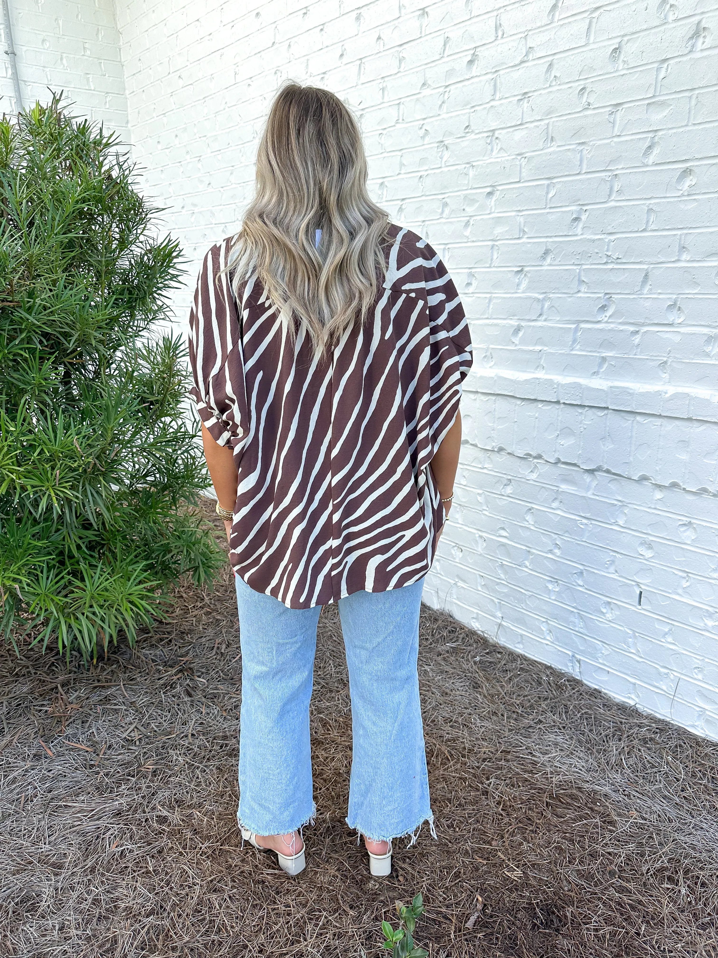 Oversized Animal Print Top