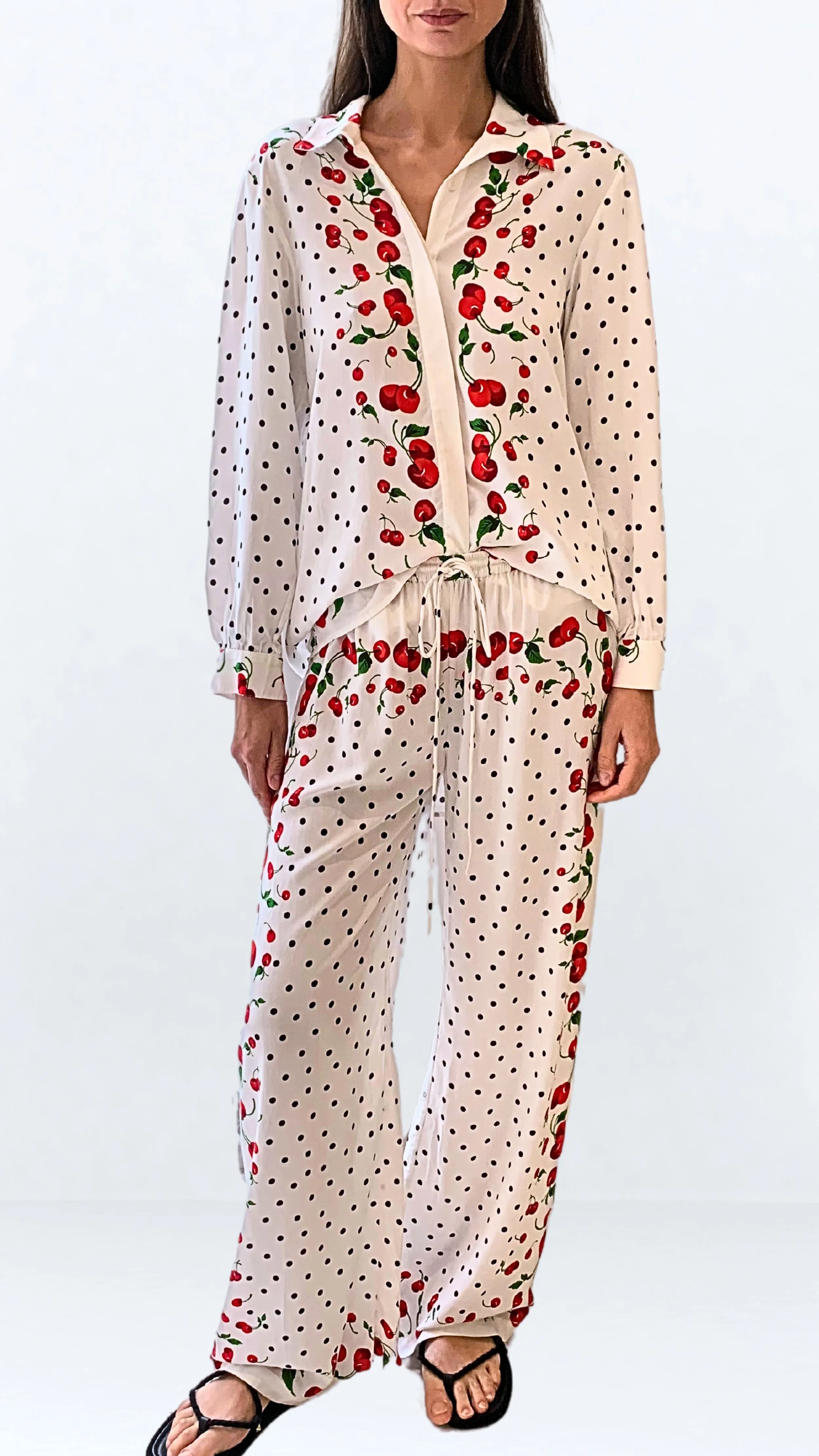 Oversized Shirt in White Cherry