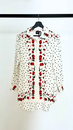 Oversized Shirt in White Cherry