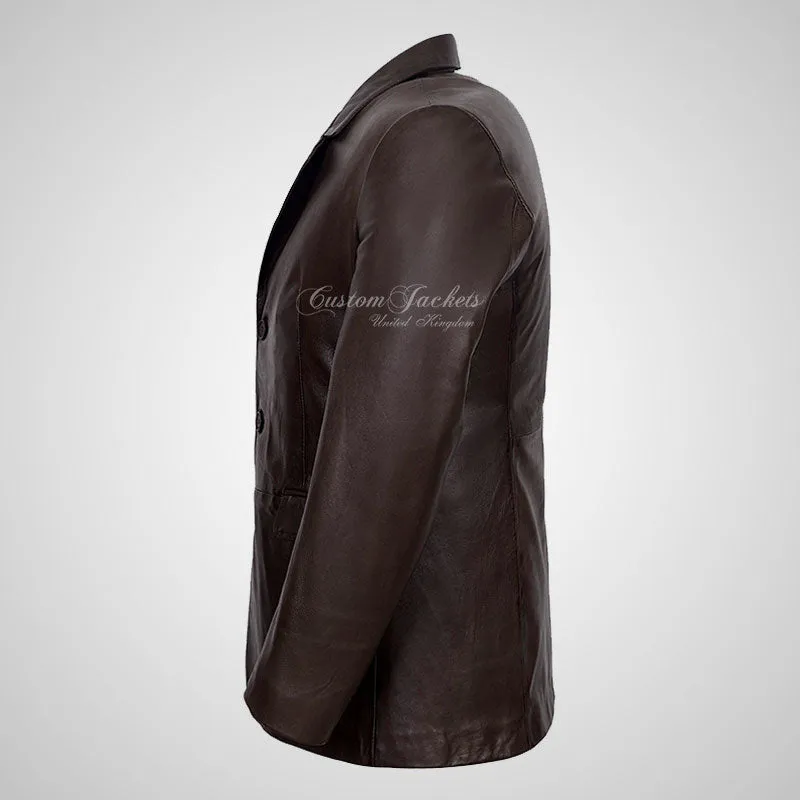 OXFORD 3 Button Leather Blazer Jacket For Men Soft Leather