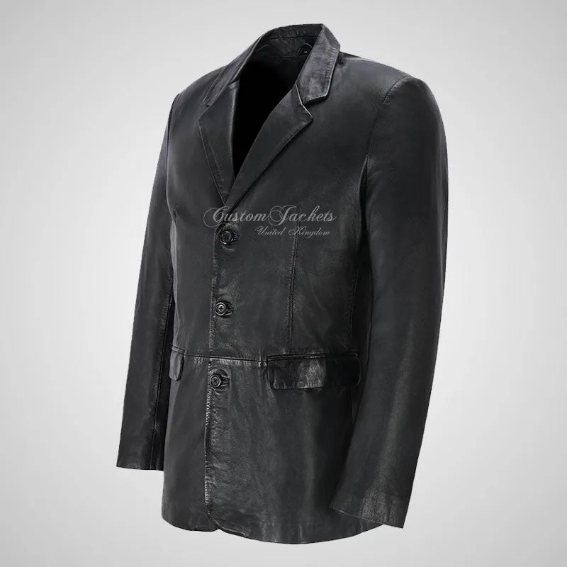 OXFORD 3 Button Leather Blazer Jacket For Men Soft Leather
