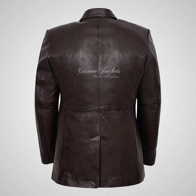 OXFORD 3 Button Leather Blazer Jacket For Men Soft Leather