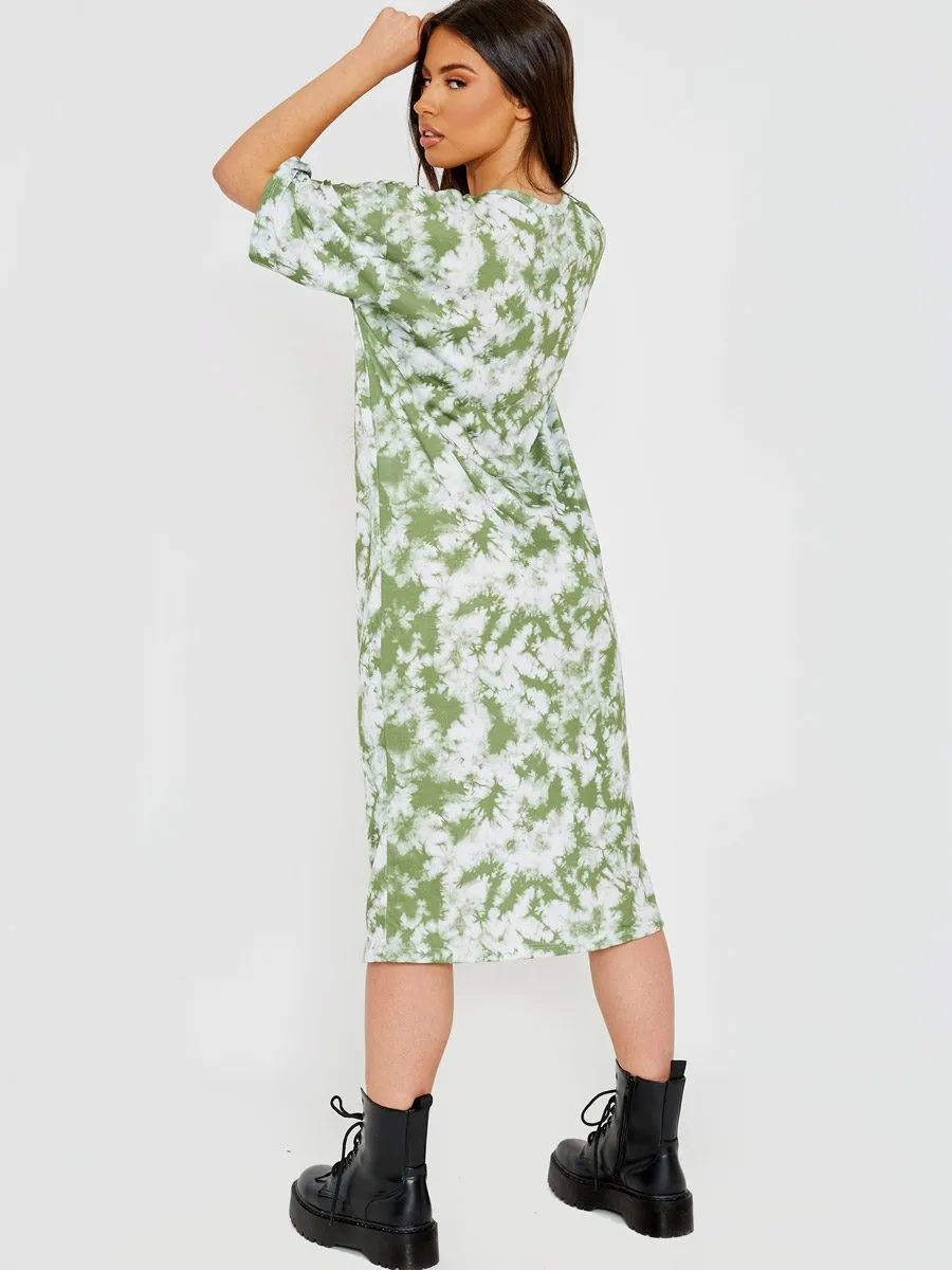 Paris Tie-Dye Midi Dress In Green