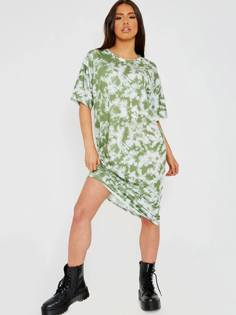 Paris Tie-Dye Midi Dress In Green