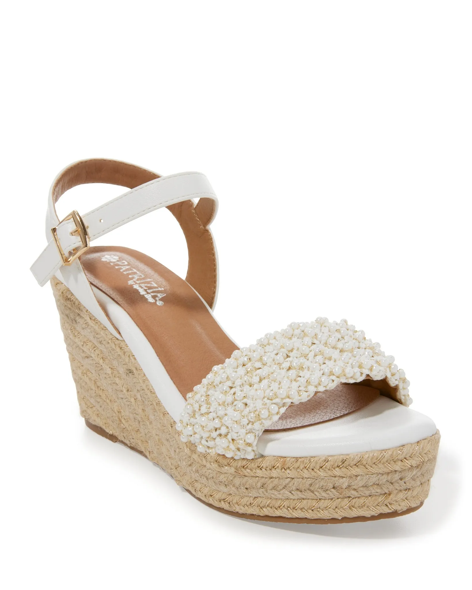 Pearl Embellished Wedge White