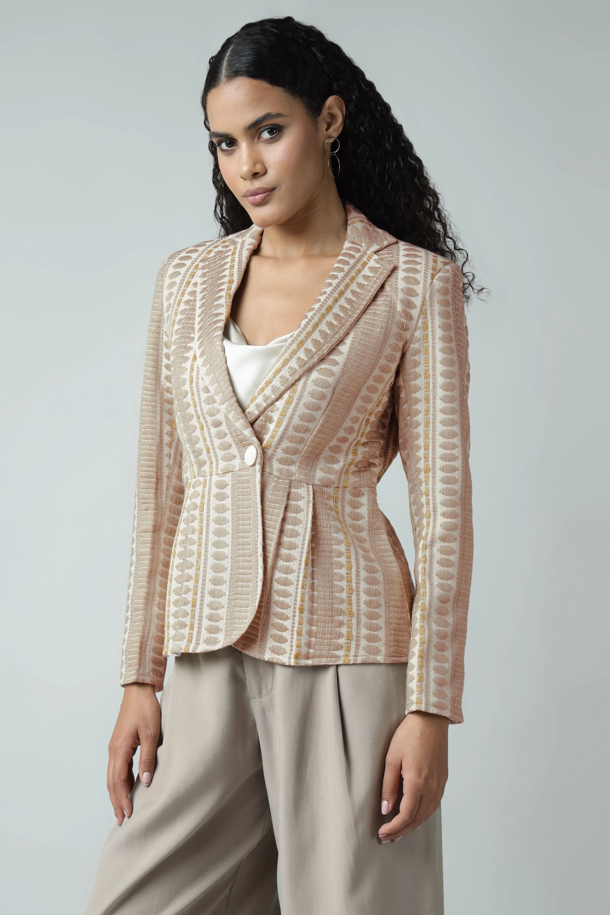 Peplum Jacquard Blazer