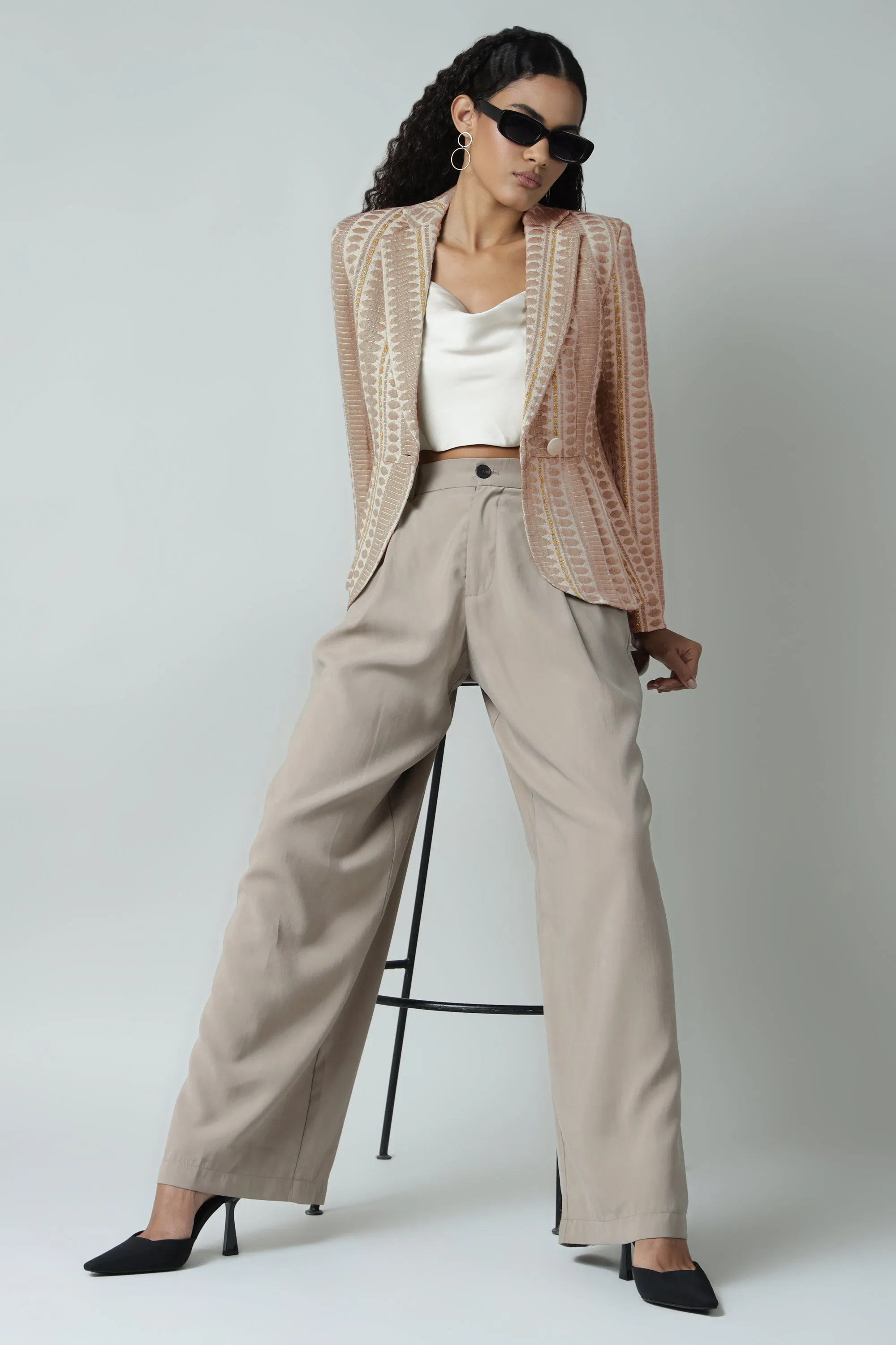 Peplum Jacquard Blazer