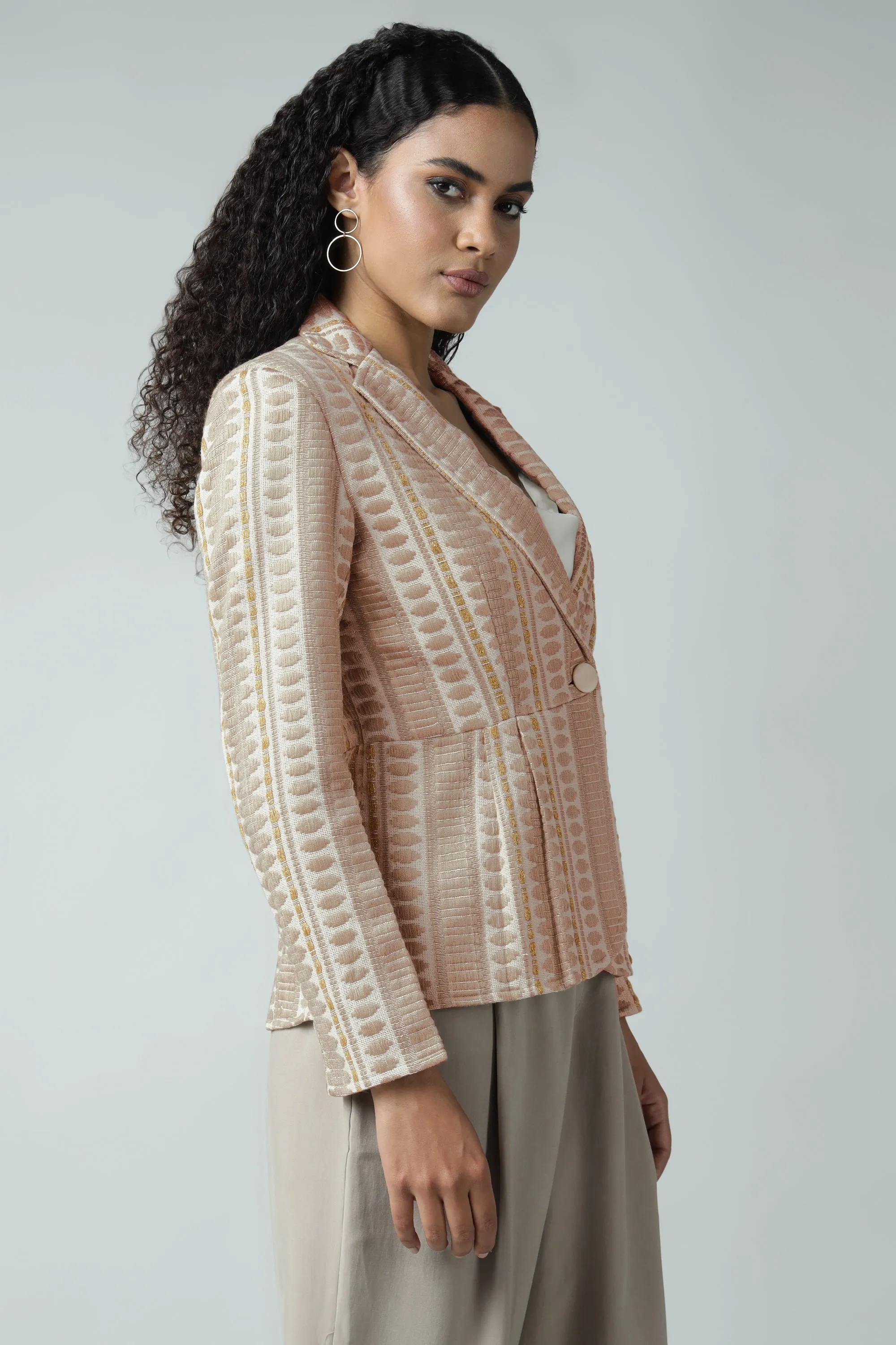 Peplum Jacquard Blazer